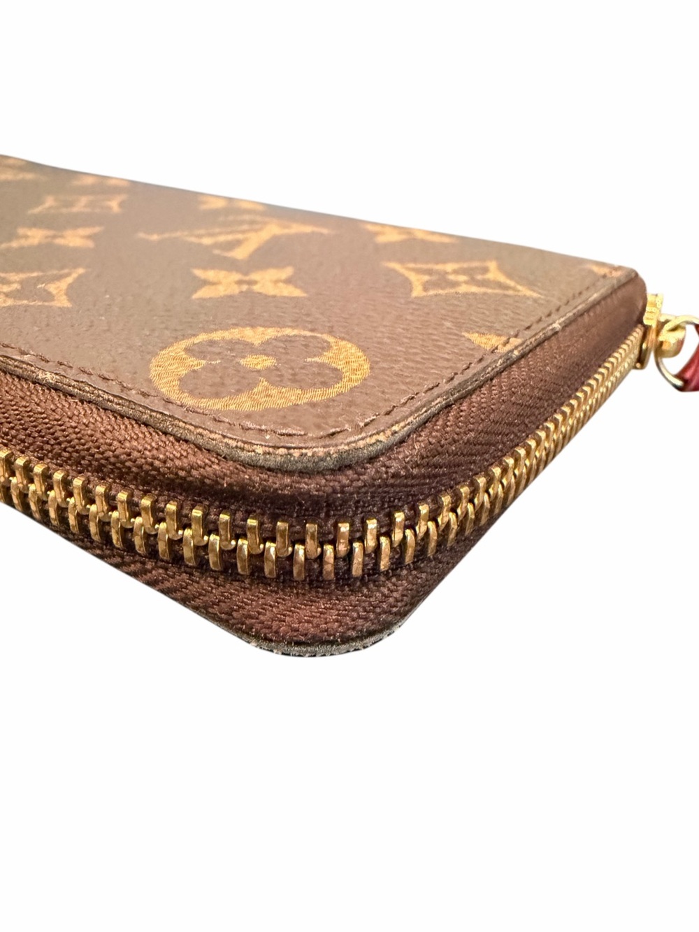 Louis Vuitton Monogram Zip Around Wallet with Fuchsia Interior and Pull - Picture 5 of 15